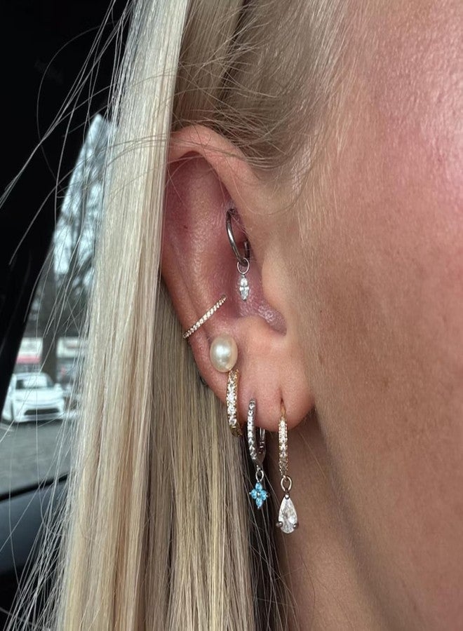 NONTAI Dangle Huggie Hoops Titanium,16G Rook Piercing Jewelry Gold Cartilage Helix Earring Conch Daith Earrings - Image 5